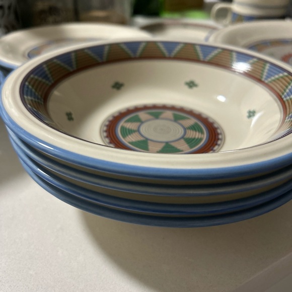 STUDIO NOVA LIMA Vintage Woven Print Hypnotic Plates, Coffee Cups -18 Pieces - Picture 9 of 16